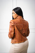 Women's Iris Leather Straight Cut Jacket [Caramel Crunch]