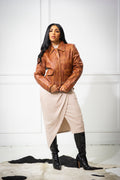 Women's Iris Leather Straight Cut Jacket [Caramel Crunch]