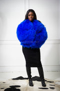 Women's Celia Mongolian Fur Jacket [Royal Blue]