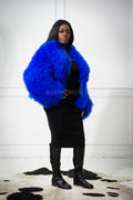 Women's Celia Mongolian Fur Jacket [Royal Blue]