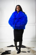 Women's Celia Mongolian Fur Jacket [Royal Blue]