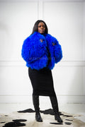 Women's Celia Mongolian Fur Jacket [Royal Blue]