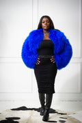 Women's Celia Mongolian Fur Jacket [Royal Blue]