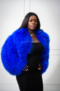 Women's Celia Mongolian Fur Jacket [Royal Blue]