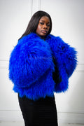 Women's Celia Mongolian Fur Jacket [Royal Blue]