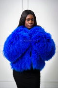 Women's Celia Mongolian Fur Jacket [Royal Blue]