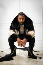 Men's Panda Mink Bomber Jacket [Black/White]