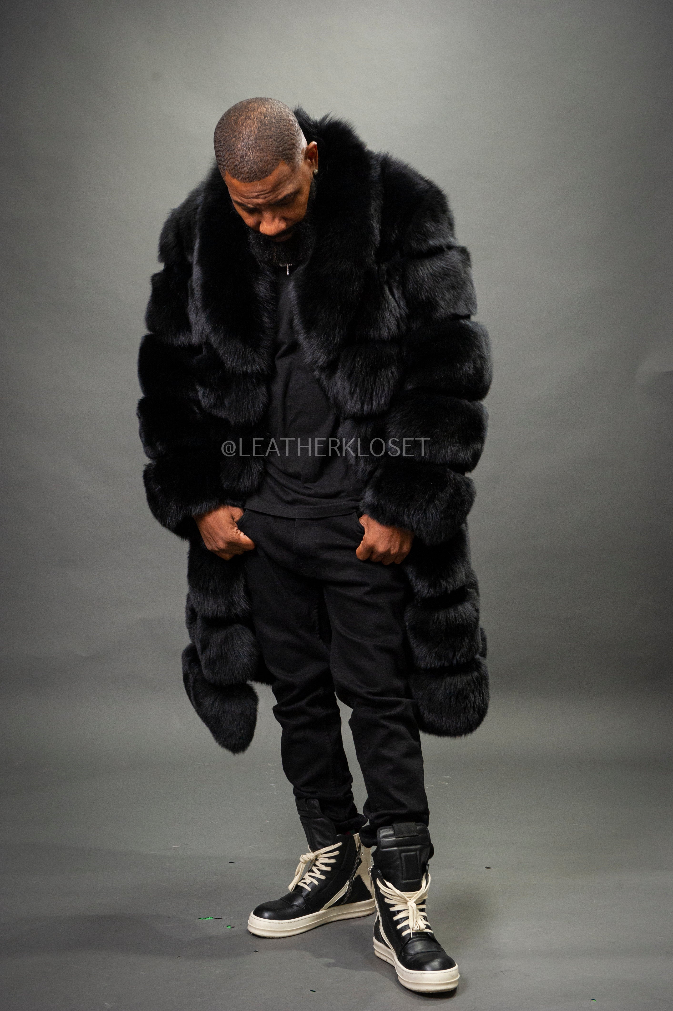 Men's Black Russian Fox Fur Coat – LeatherKloset