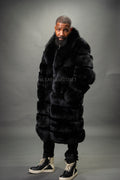 Men's Black Russian Fox Fur Coat