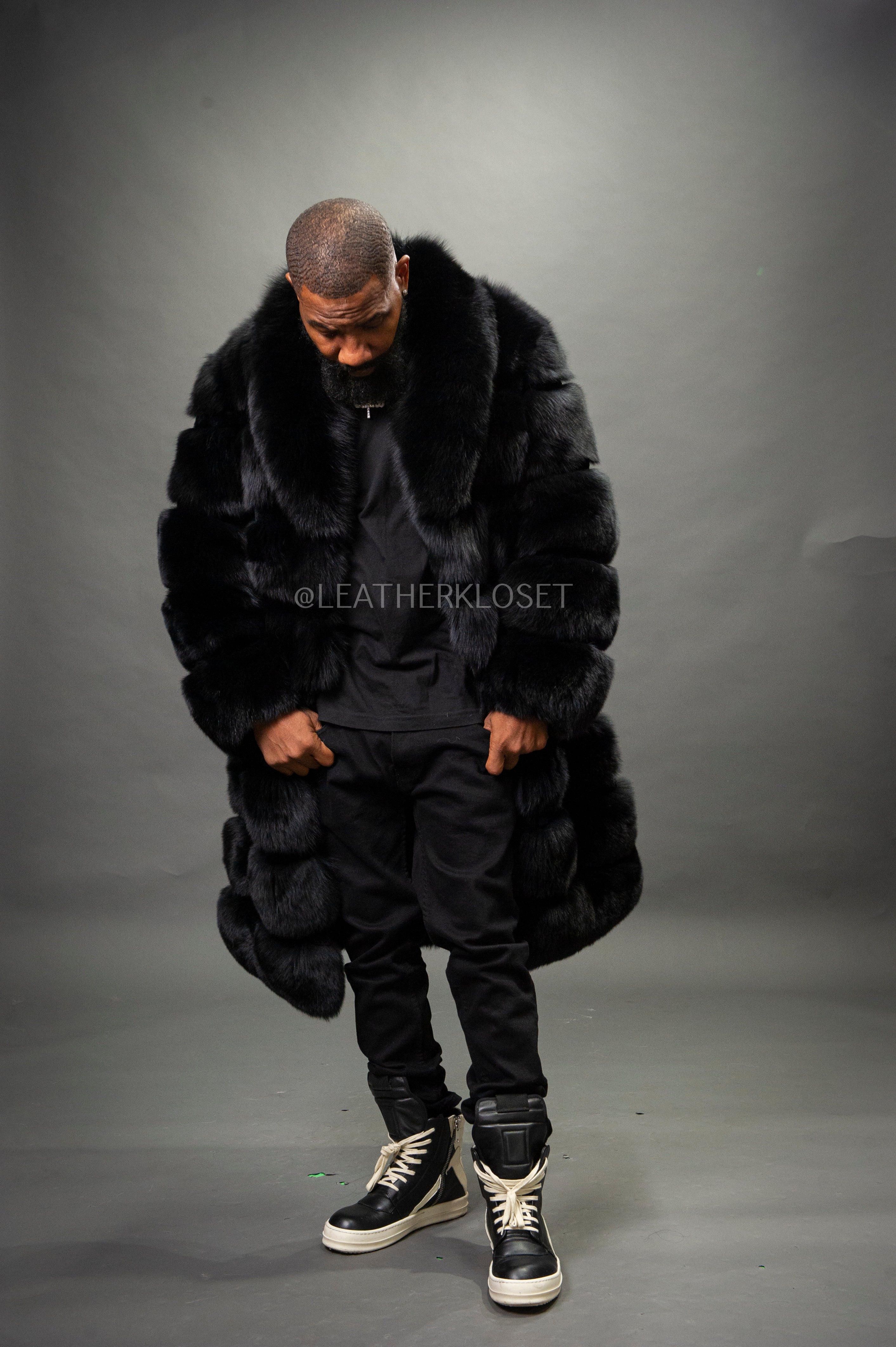 Men's Black Russian Fox Fur Coat – LeatherKloset Men's Black Russian Fox Fur Coat – LeatherKloset
