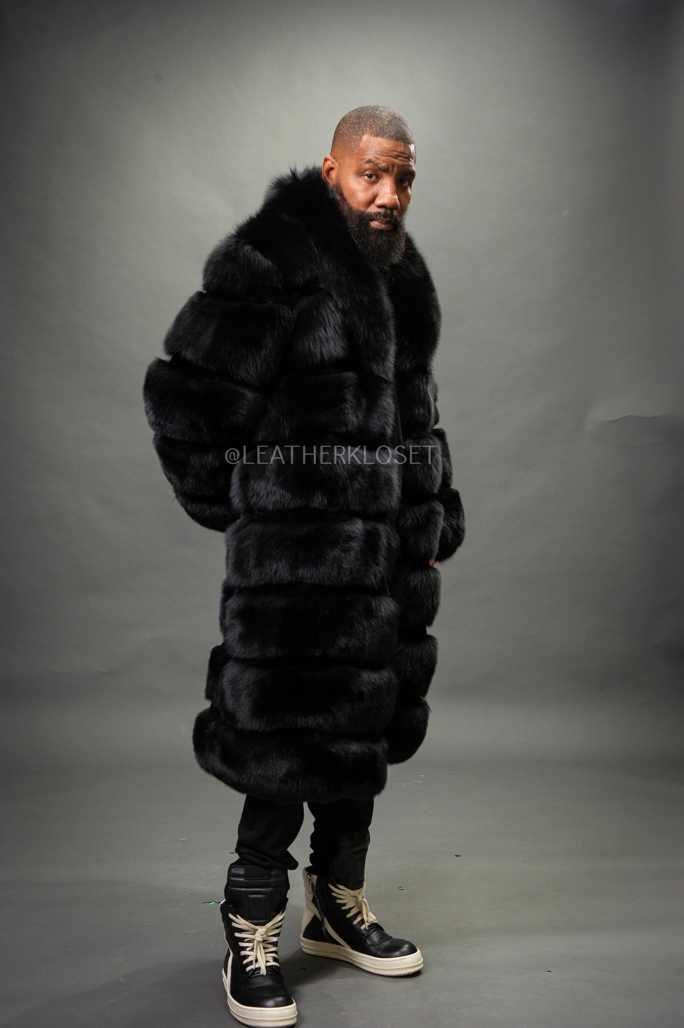 Men's Black Russian Fox Fur Coat – LeatherKloset