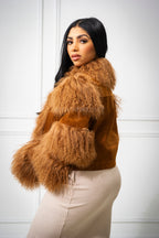 Women's Suede And Mongolian Fur Combo [Brown]