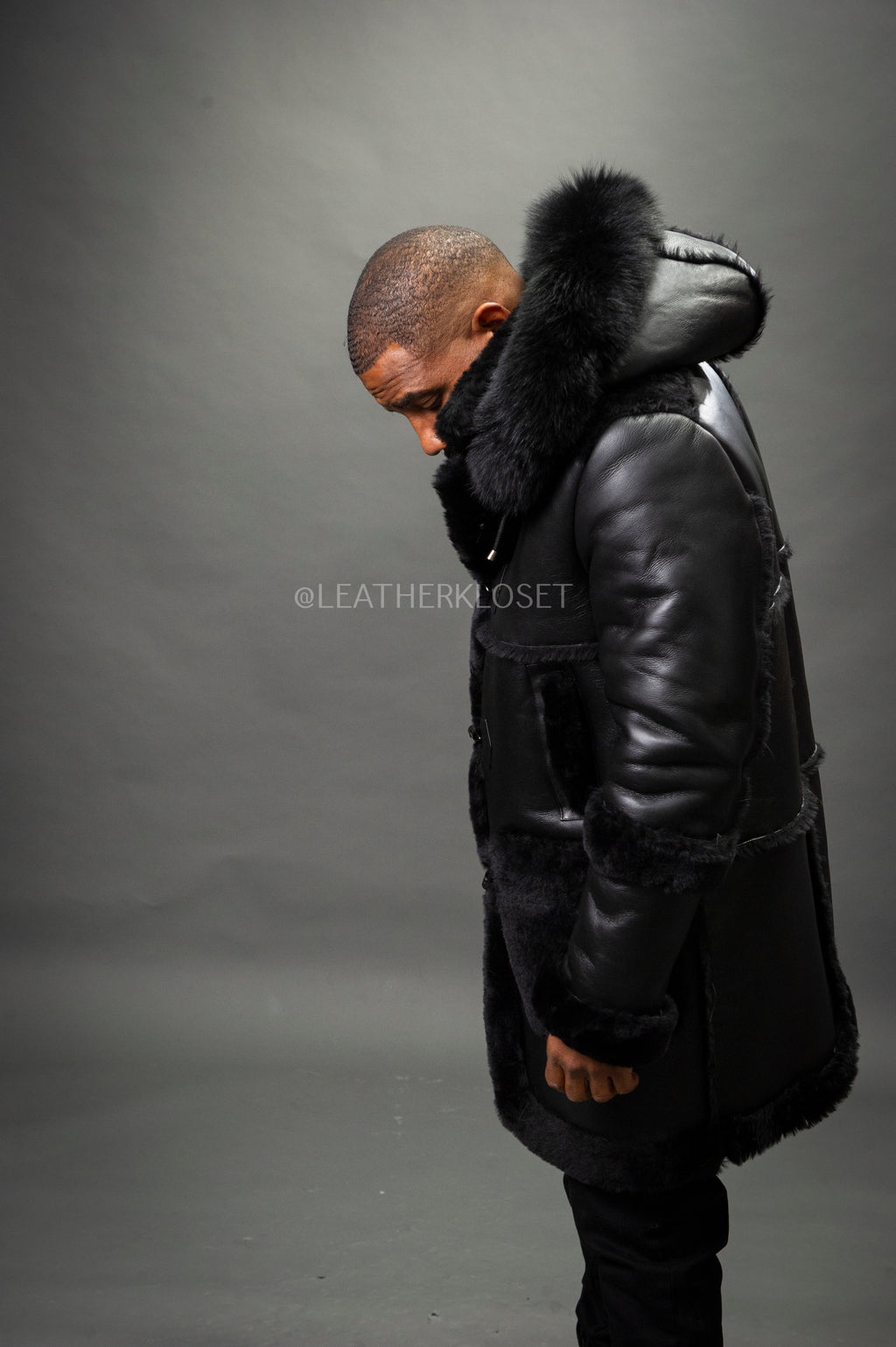 Men's Stealth Real Sheepskin Shearling Duffle [Black]