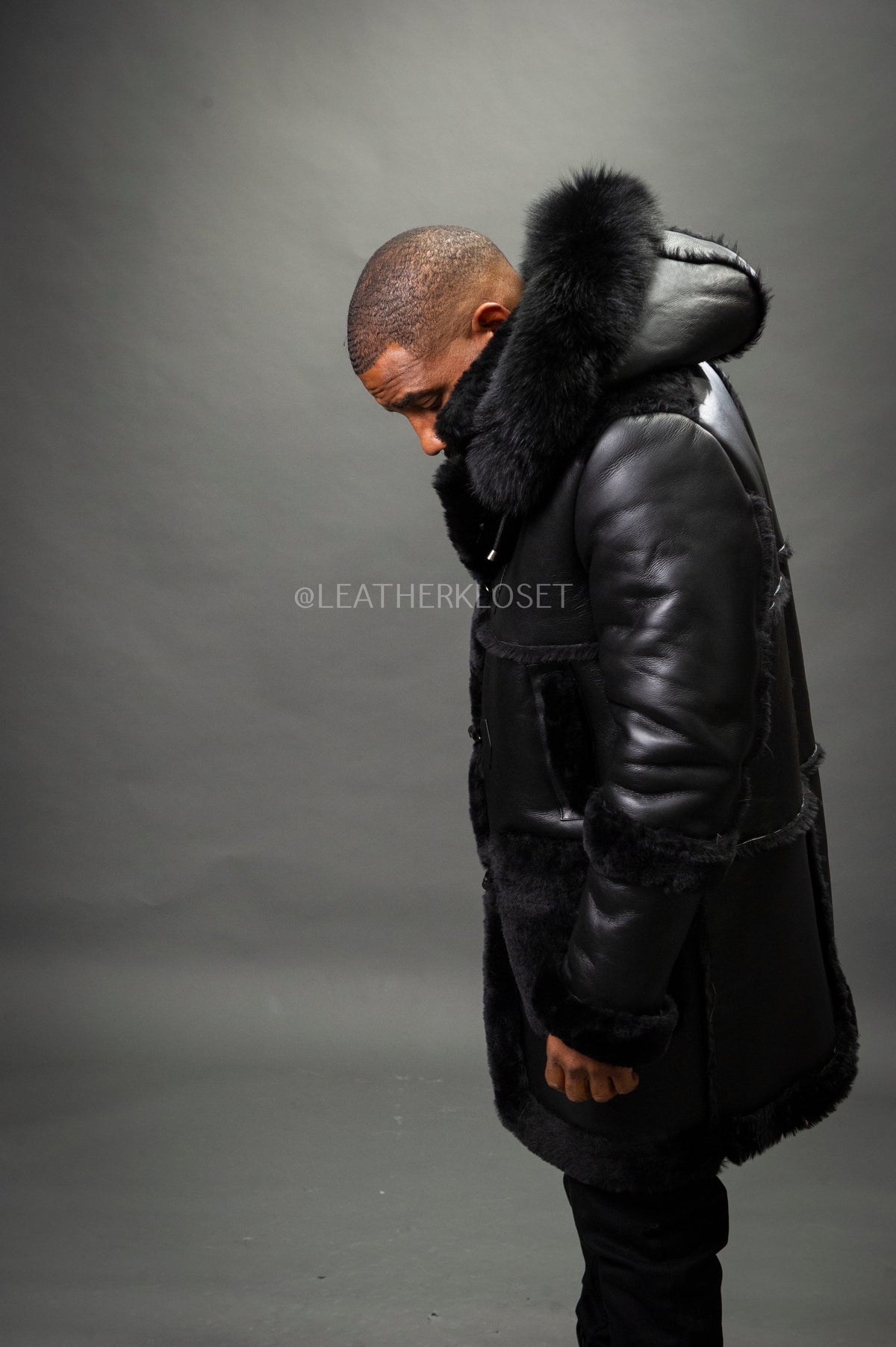 Men's Stealth Real Sheepskin Shearling Duffle [Black]