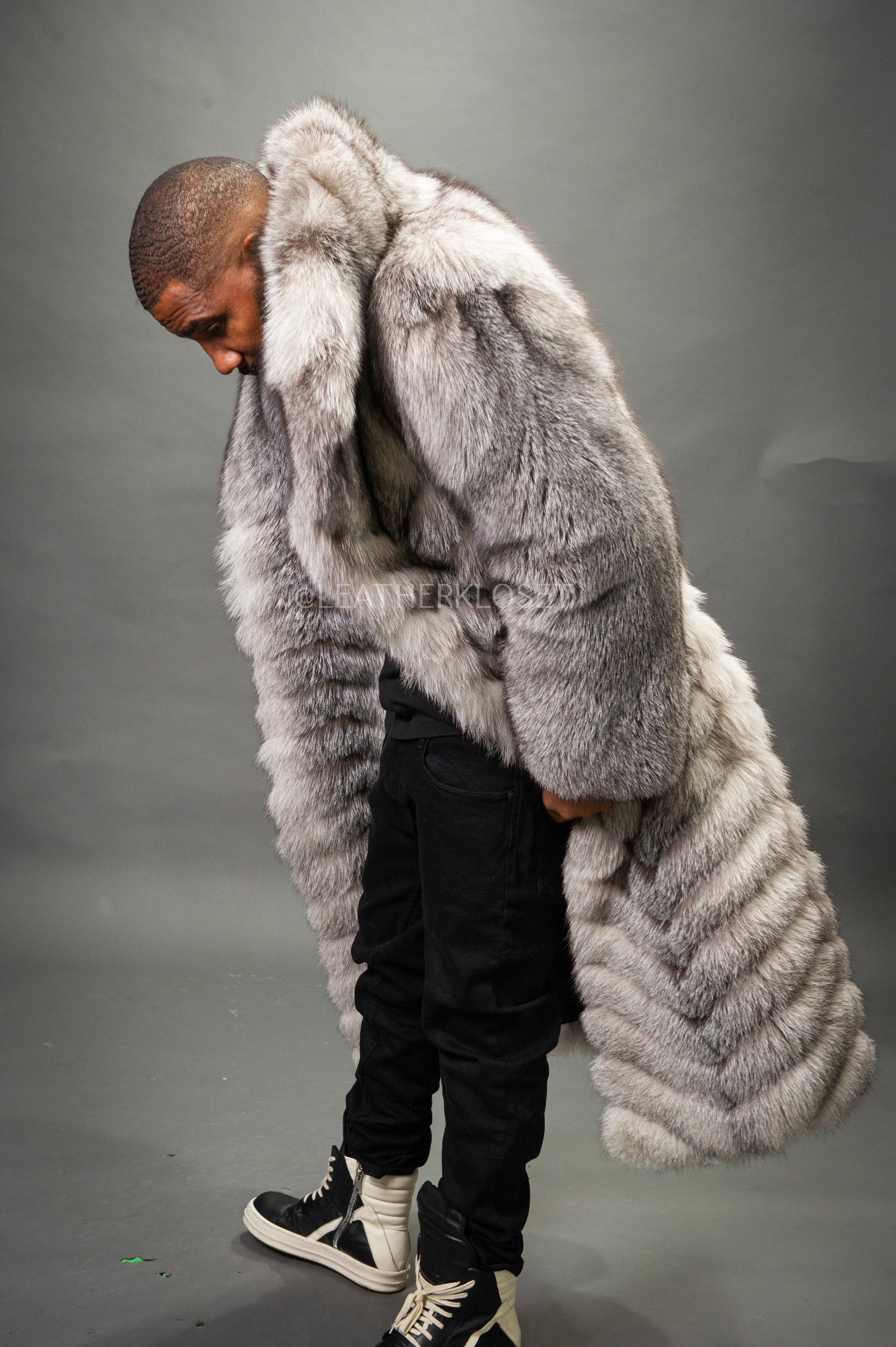Silver Fox Fur Real Fur Mens Coats Men's Fight-Night Fox Coat