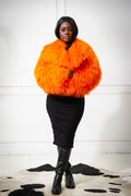 Women's Celia Mongolian Fur Jacket [Orange]