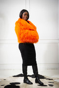 Women's Celia Mongolian Fur Jacket [Orange]