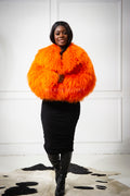 Women's Celia Mongolian Fur Jacket [Orange]