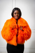 Women's Celia Mongolian Fur Jacket [Orange]