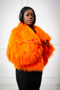 Women's Celia Mongolian Fur Jacket [Orange]