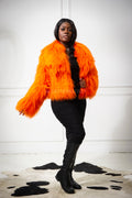 Women's Celia Mongolian Fur Jacket [Orange]