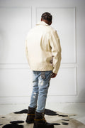 Men's Mink And Leather Combo Jacket [Beige]