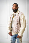 Men's Mink And Leather Combo Jacket [Beige]