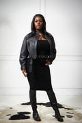 Women's Josie Crop Leather Jacket [Black]