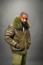 Men's V-Bomber Olive Premium Fox Collar [Olive Fox]