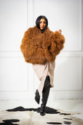 Women's Celia Mongolian Fur Jacket [Oatmeal]