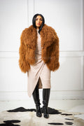 Women's Celia Mongolian Fur Jacket [Oatmeal]