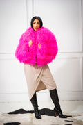 Women's Celia Mongolian Fur Jacket [Hot Pink]