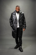 Men's Leather Trench Coat [Black]