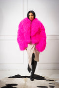 Women's Celia Mongolian Fur Jacket [Hot Pink]