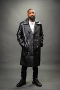 Men's Leather Trench Coat [Black]