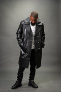 Men's Leather Trench Coat [Black]