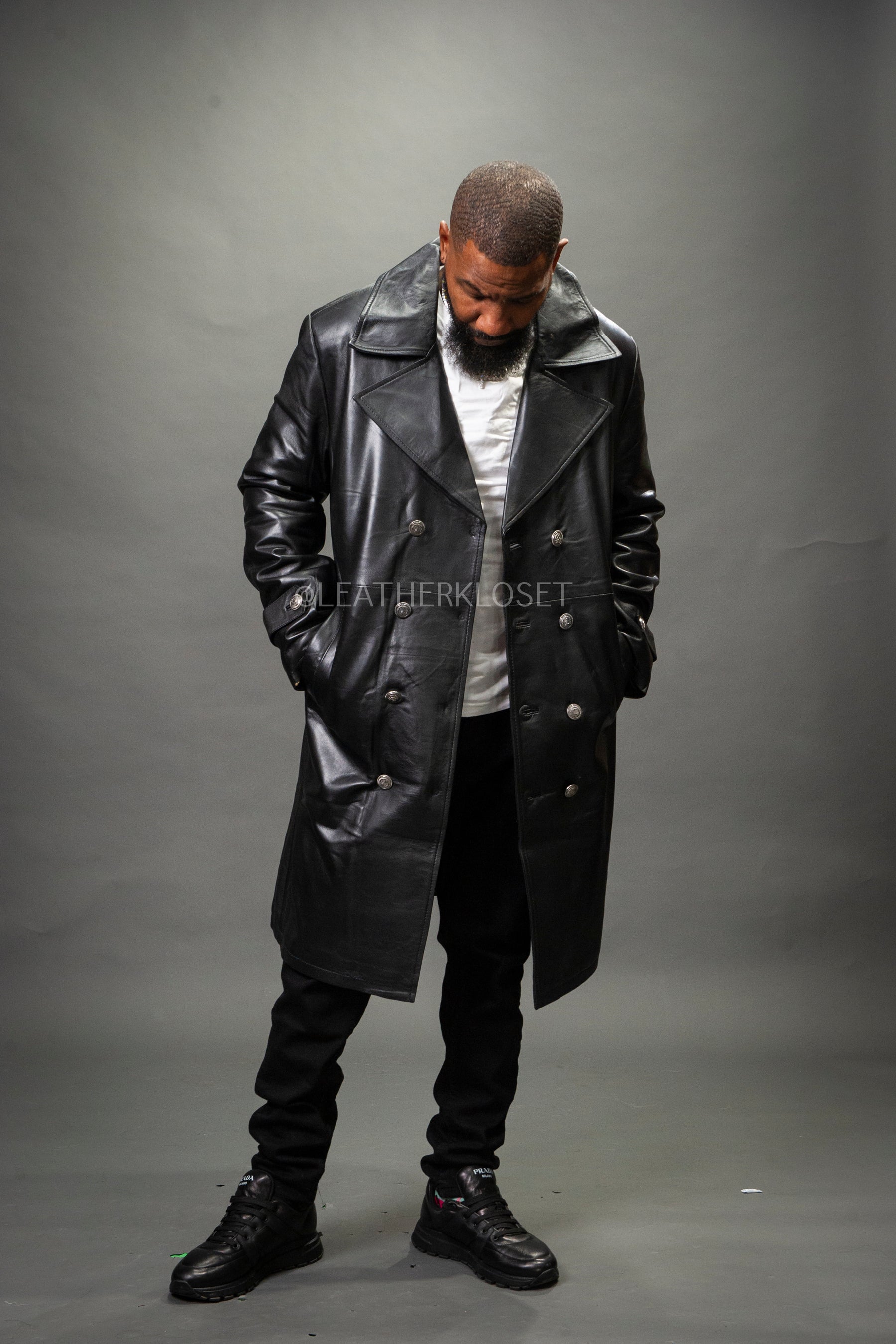 mens leather dress coat Real Lambskin Blue The Jacket Maker Mens Royson Black Leather Duster Coat is made from real cowhide leather with a smooth semi Men's Leather Blazer by StudioSuits
