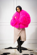 Women's Celia Mongolian Fur Jacket [Hot Pink]