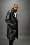 Men's Leather Trench Coat [Black]