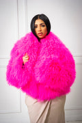 Women's Celia Mongolian Fur Jacket [Hot Pink]