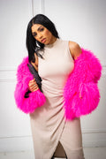 Women's Celia Mongolian Fur Jacket [Hot Pink]