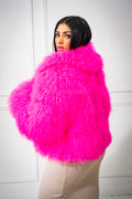 Women's Celia Mongolian Fur Jacket [Hot Pink]