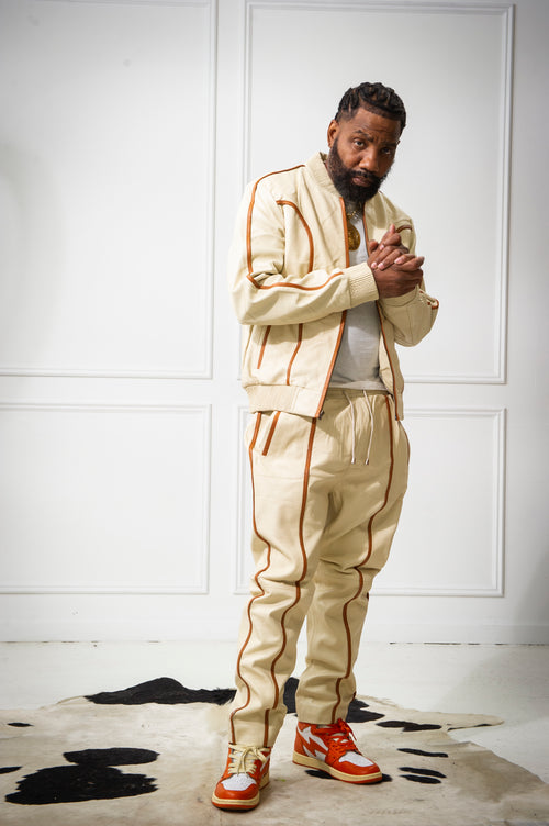 Men’s Brayden Leather Track Suit Sweatsuit