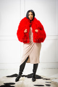 Women's Celia Mongolian Fur Jacket [Red]