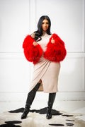 Women's Celia Mongolian Fur Jacket [Red]