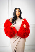 Women's Celia Mongolian Fur Jacket [Red]