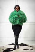 Women's Celia Mongolian Fur Jacket [Green]