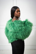 Women's Celia Mongolian Fur Jacket [Green]