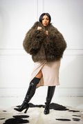 Women's Celia Mongolian Fur Jacket [Olive]