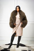 Women's Celia Mongolian Fur Jacket [Olive]